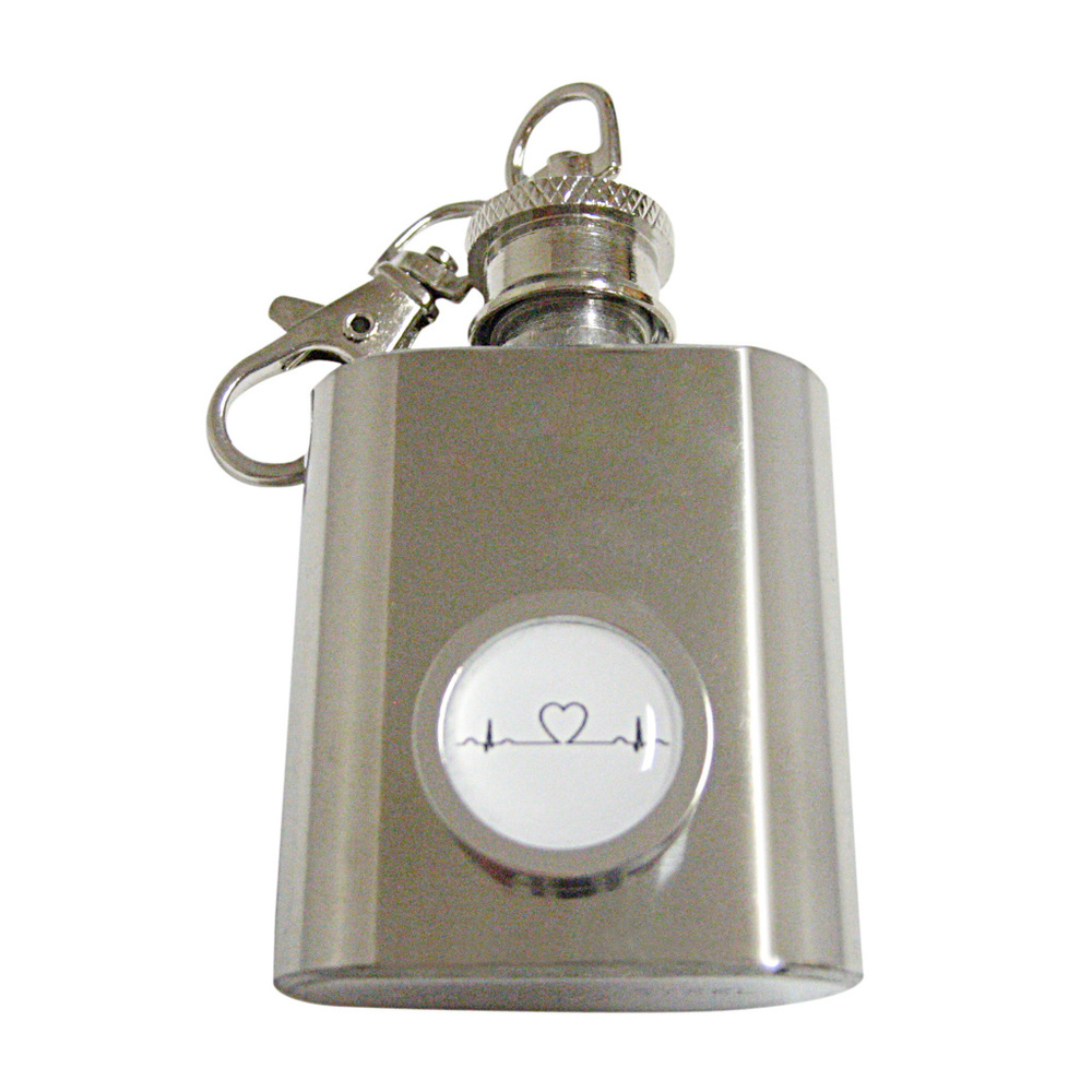 Bordered Ekg With Heart 1oz Keychain Flask - image 1